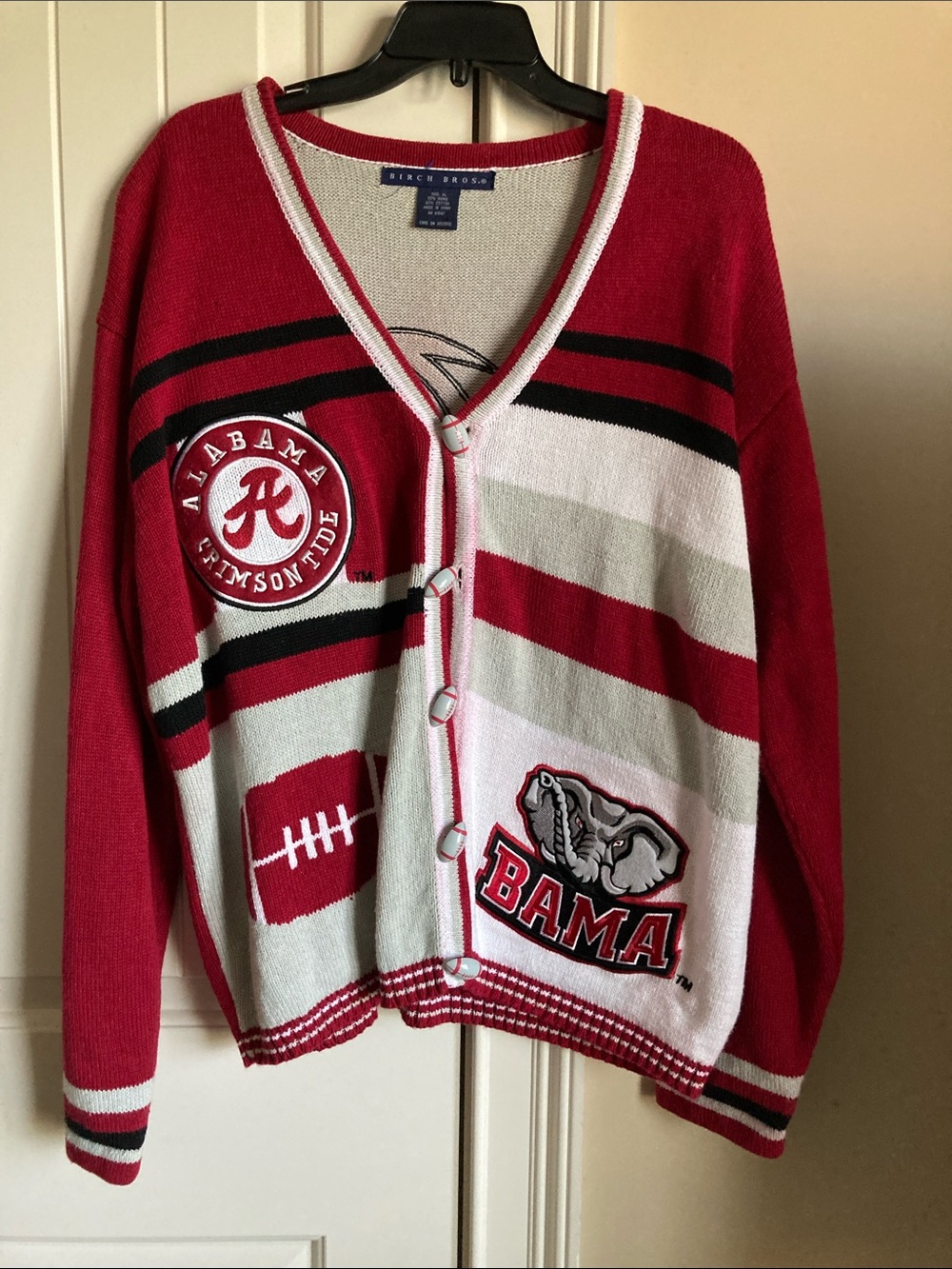 Vintage Birch BRoS. Alabama Crimson Tide football Cardigan Sweater 
Size XL